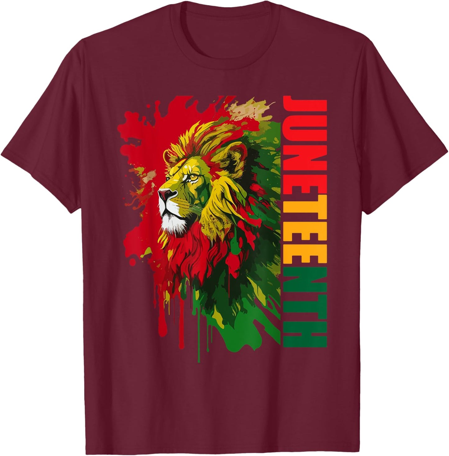 Lion Juneteenth men women African American black lion 1865 T-Shirt - T-Shirt | Maroon