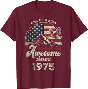 Awesome Since 1975 American Flag 51st Birthday Patriotic T-Shirt - T-Shirt | Maroon