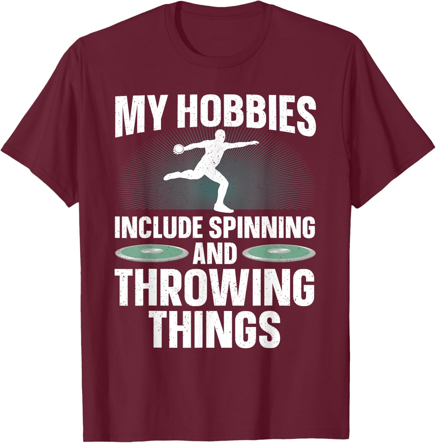 Discus Throwing Art Women Athletics Discus Thrower T-Shirt - T-Shirt | Maroon