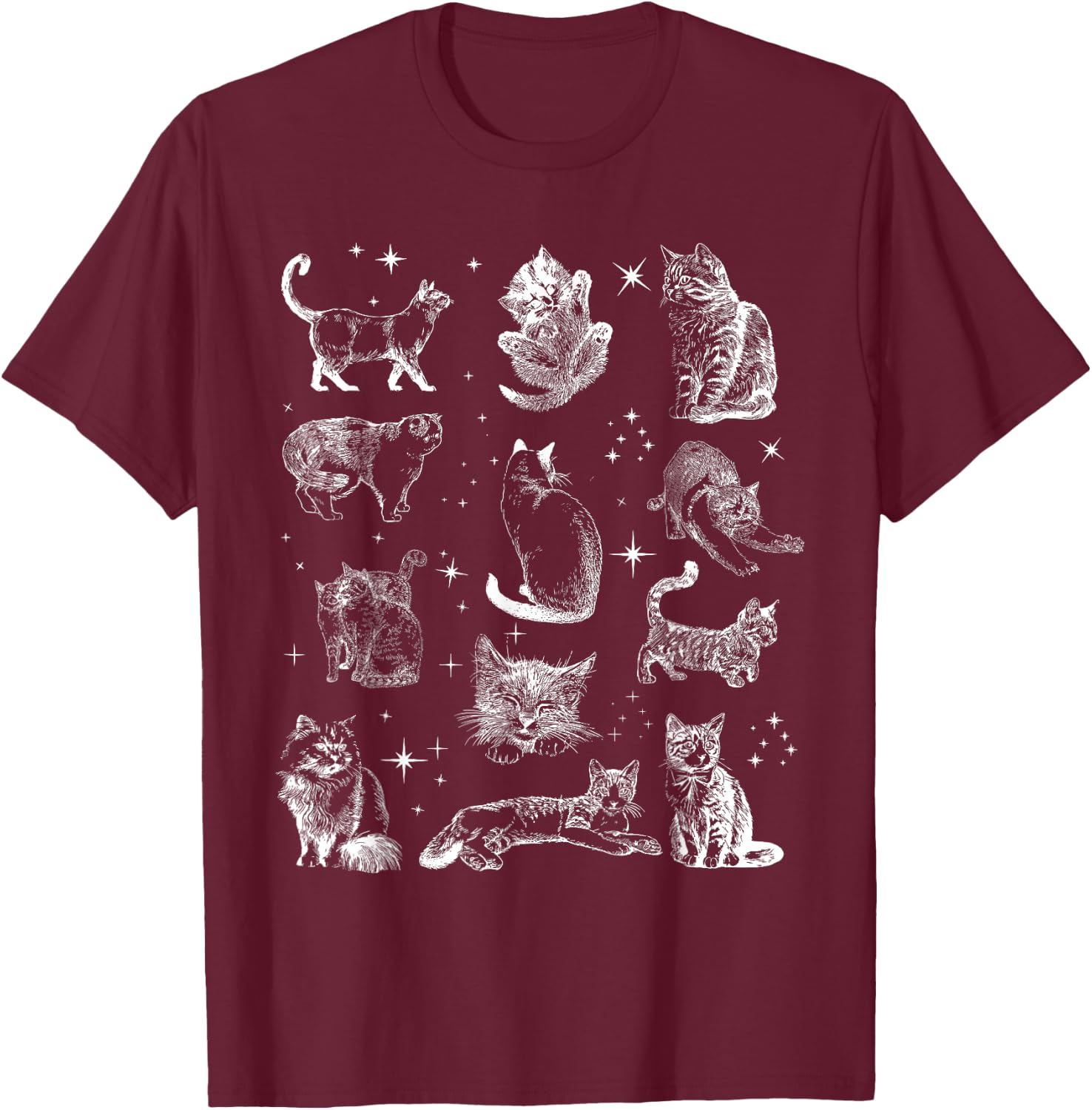 Vintage 90s Tattoo Cat Retro Kitten Nature Cat Lover Cat Mom T-Shirt - T-Shirt | Maroon