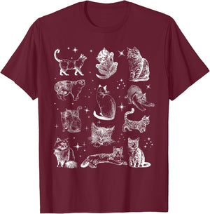Vintage 90s Tattoo Cat Retro Kitten Nature Cat Lover Cat Mom T-Shirt - T-Shirt | Maroon