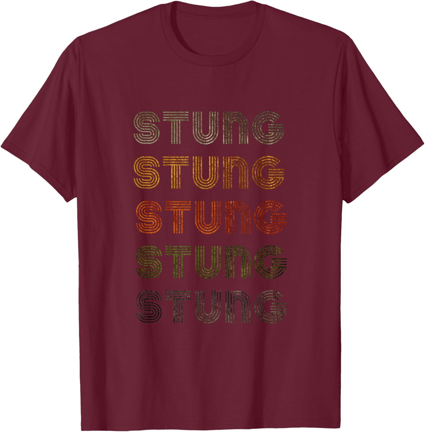 Love Heart Stung Grunge Vintage Style Black Stung T-Shirt - T-Shirt | Maroon