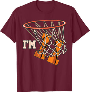 I'm 11 Basketball Theme Birthday Party Celebration 11th T-Shirt - T-Shirt | Maroon