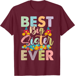 Youth Best Big Sister Ever Girl's Baby Announcement Idea T-Shirt - T-Shirt | Maroon