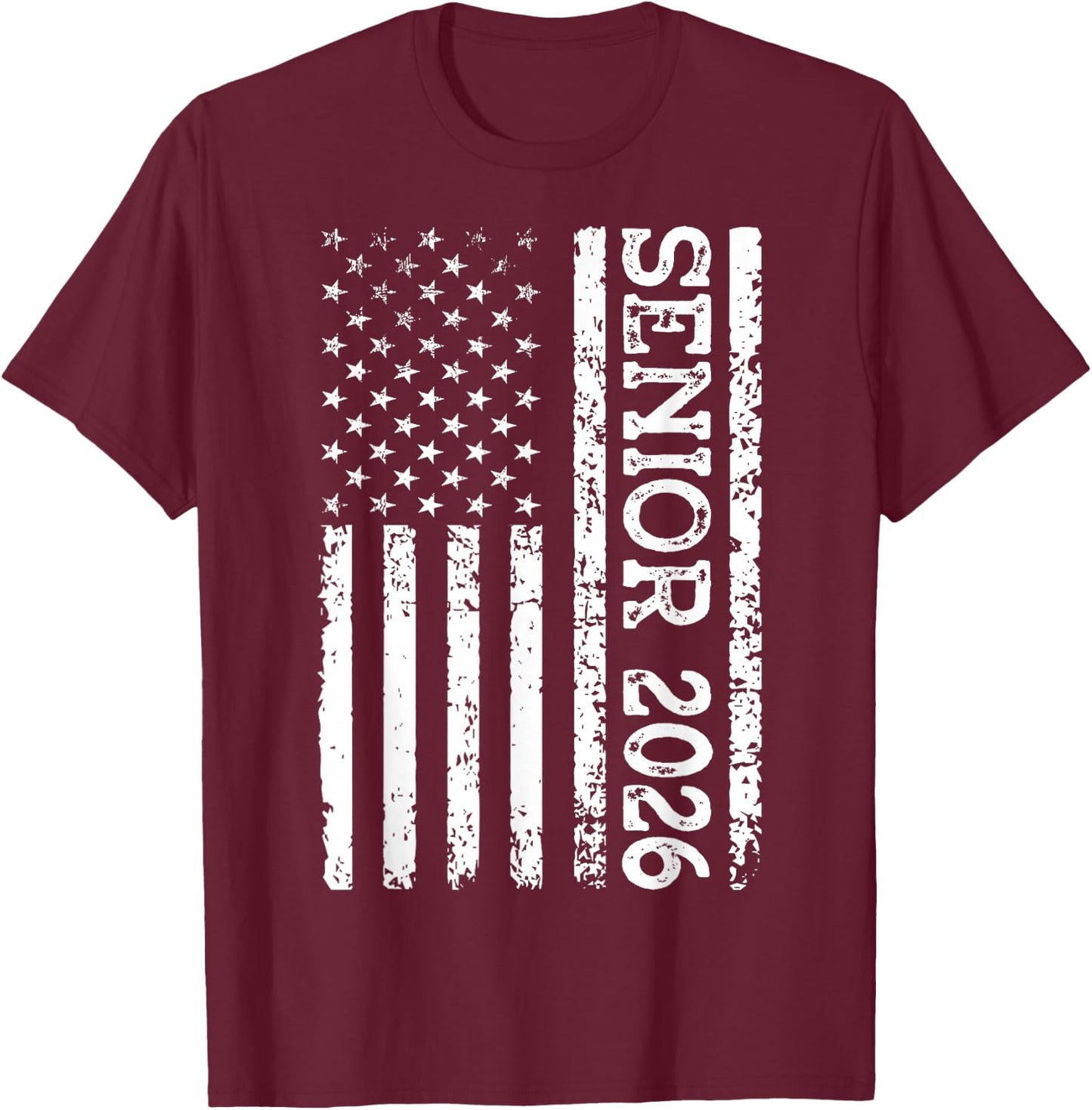Senior Class of 2026 Patriotic American USA Flag Graduation T-Shirt - T-Shirt | Maroon