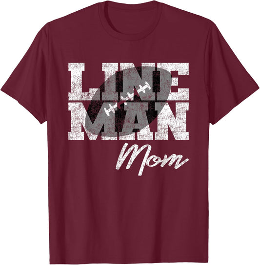 Lineman Mom - Football Player Matching Family T-Shirt - T-Shirt | Maroon