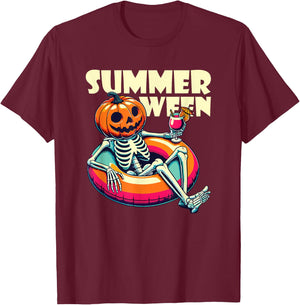 Happy Summerween Summer Halloween Ghost T-Shirt - T-Shirt | Maroon