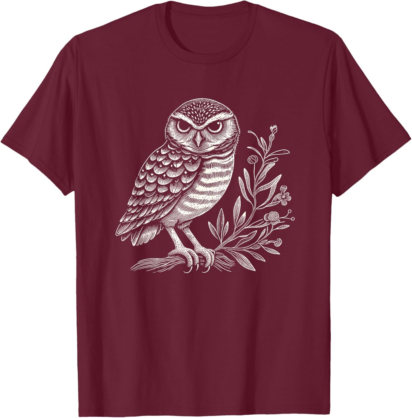 Burrowing Owl Graphic Art Design And Men T-Shirt - T-Shirt | Maroon