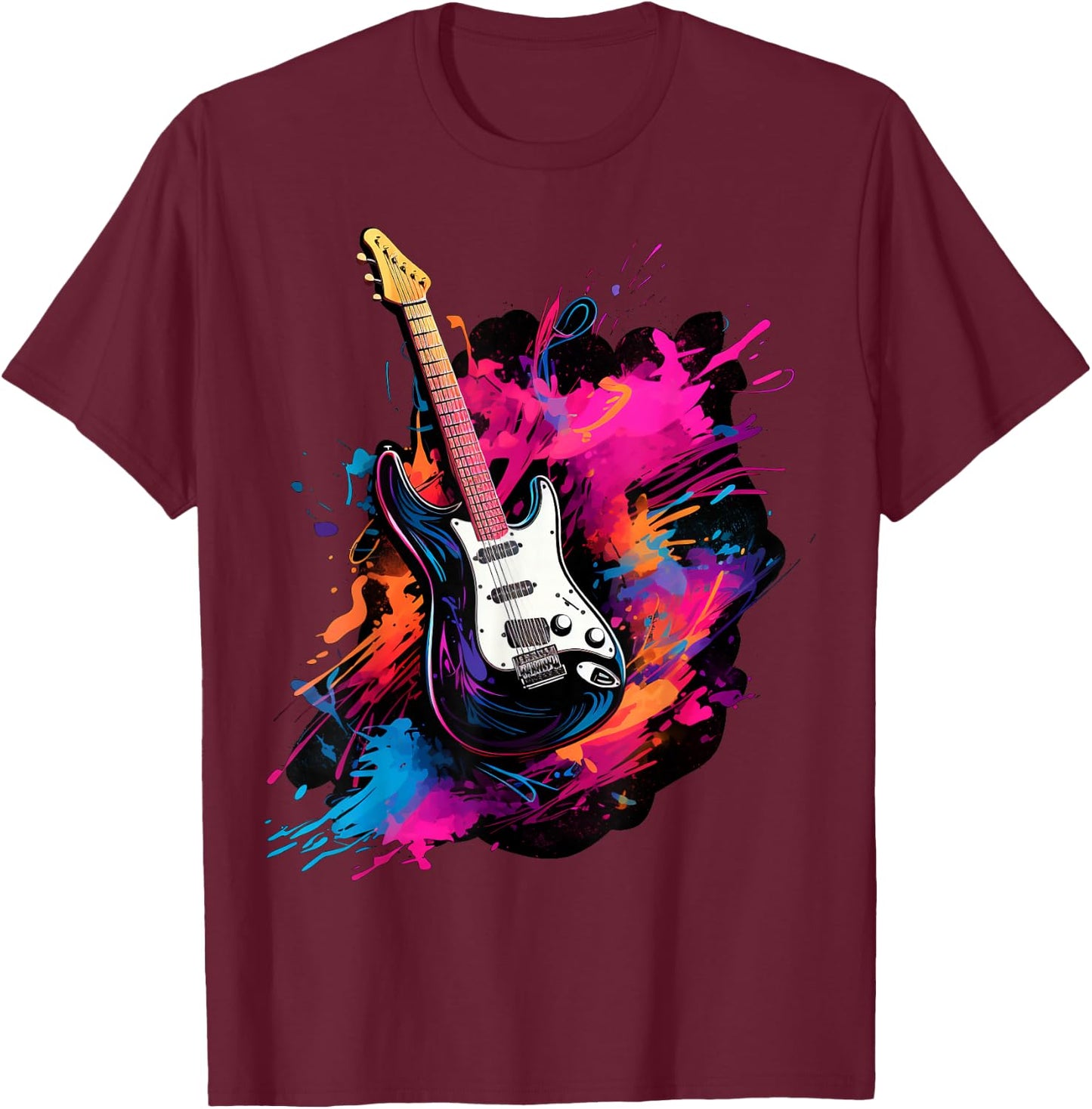 Men, Women and Kids Electric Guitar T-Shirt - T-Shirt | Maroon
