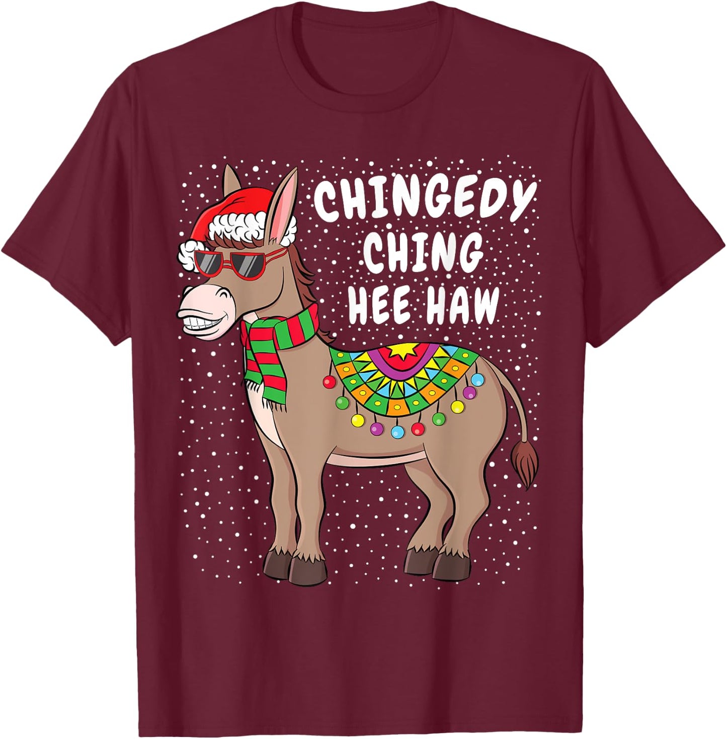 Christmas Donkey Funny American Italian Xmas Gift T-Shirt - T-Shirt | Maroon