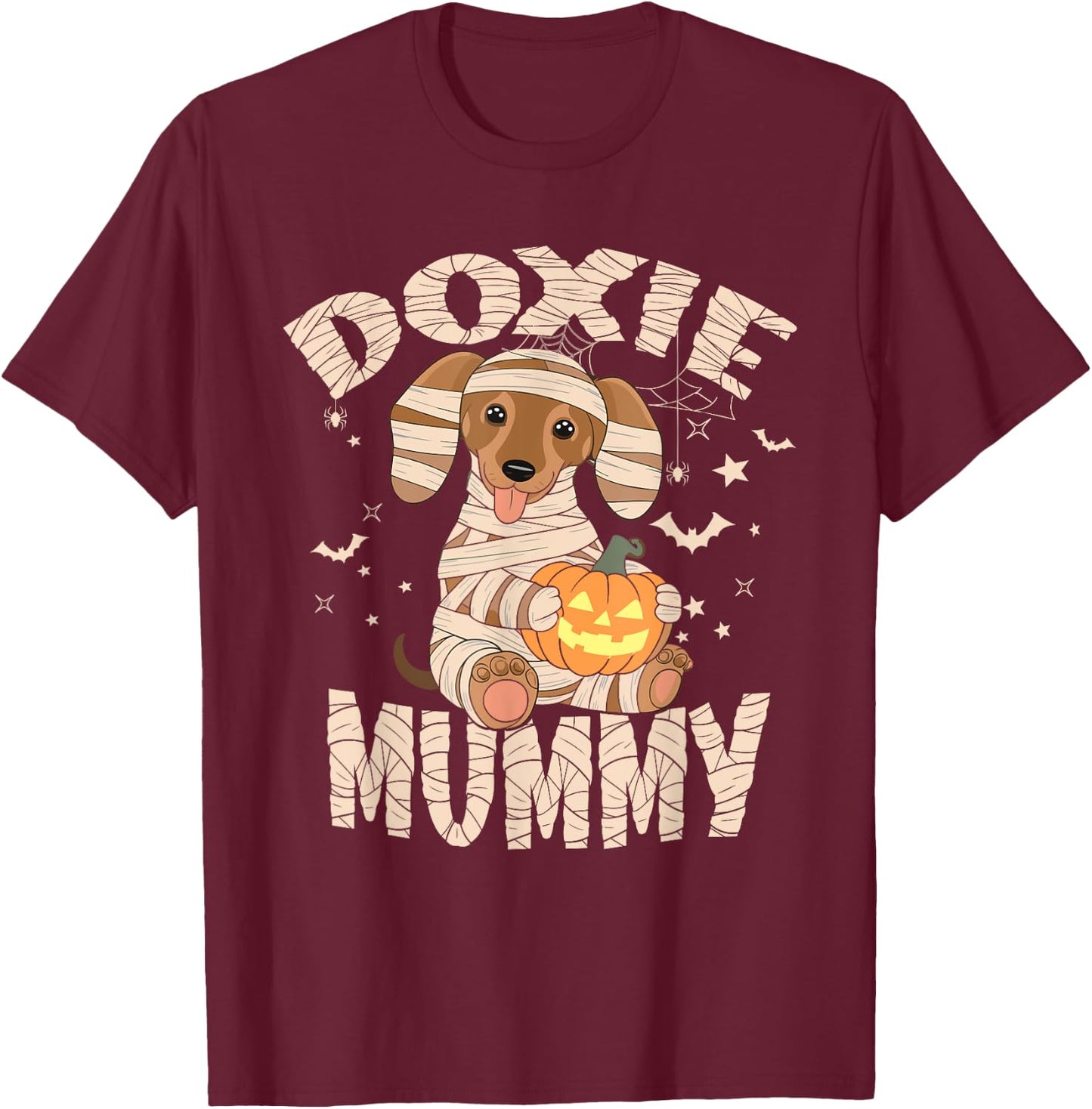 Dachshund Dog Lover Lazy Halloween Costume Doxie Mummy Women Kids T-Shirt - T-Shirt | Maroon