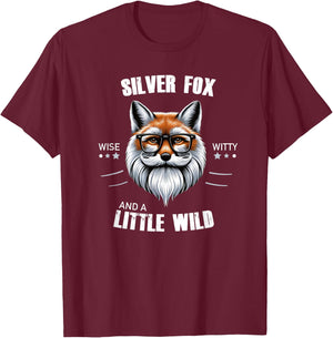 The Silver Fox Wise and Witty Grandads Fathers Authentic T-Shirt - T-Shirt | Maroon