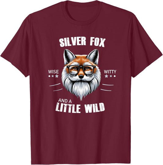 The Silver Fox Wise and Witty Grandads Fathers Authentic T-Shirt - T-Shirt | Maroon