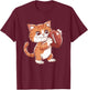 Cute Cat With Football I Cat T-Shirt - T-Shirt | Maroon