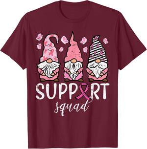 Breast Cancer Support Squad Gnomes Awareness Men Women Kids T-Shirt - T-Shirt | Maroon