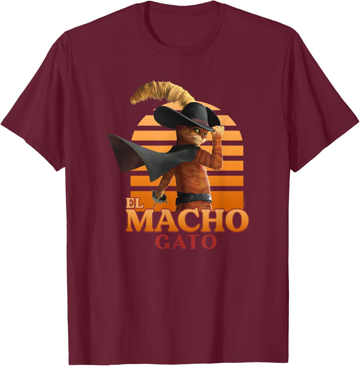 DreamWorks Puss in Boots: The Last Wish El Macho Gato Logo Small T-Shirt - T-Shirt | Maroon
