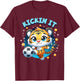 Kickin It Tiger Playing Soccer Kicking Ball Player Girl Boy T-Shirt - T-Shirt | Maroon