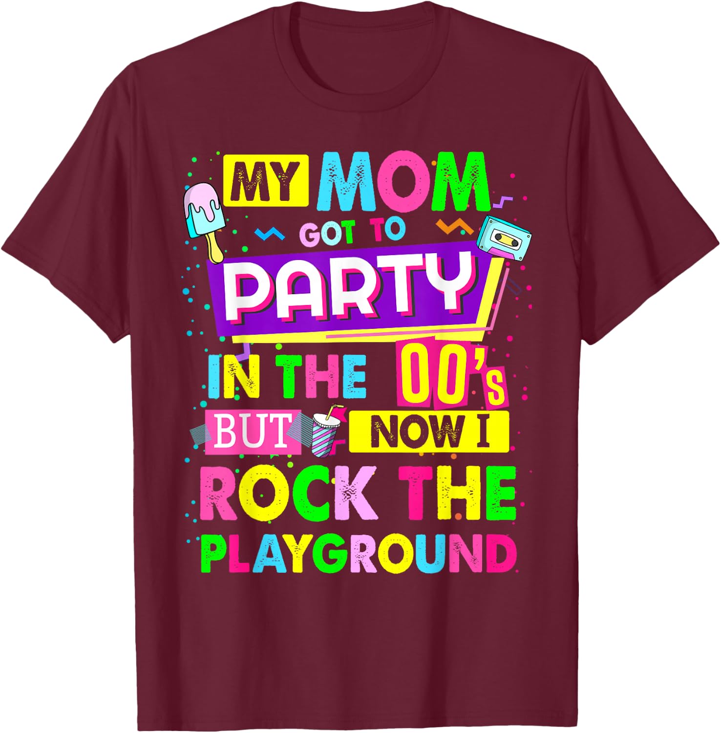 00s Outfit Idea for Kids & Novelty Kids 2000s 00s Themed T-Shirt - T-Shirt | Maroon