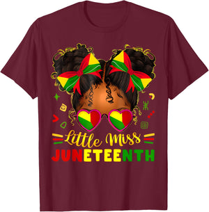 Miss Juneteenth Freedom Black American African Toddler Girl T-Shirt - T-Shirt | Maroon
