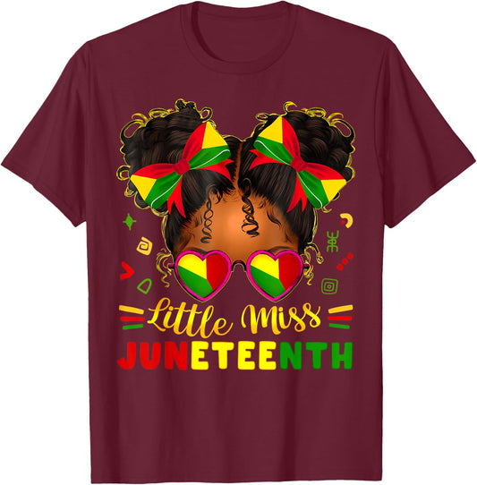 Miss Juneteenth Freedom Black American African Toddler Girl T-Shirt - T-Shirt | Maroon