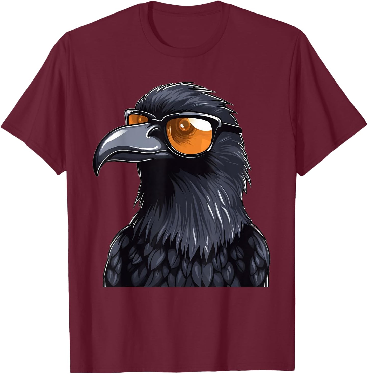 Crow Raven Bird Wearing Sunglasses T-Shirt - T-Shirt | Maroon