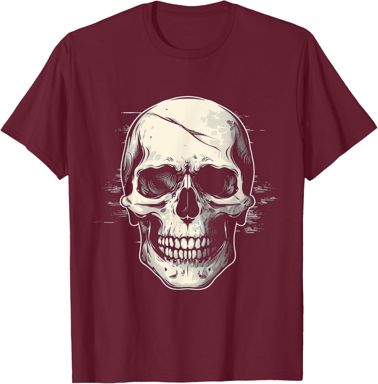 Skull Costume Halloween Spooky Art Skull T-Shirt - T-Shirt | Maroon