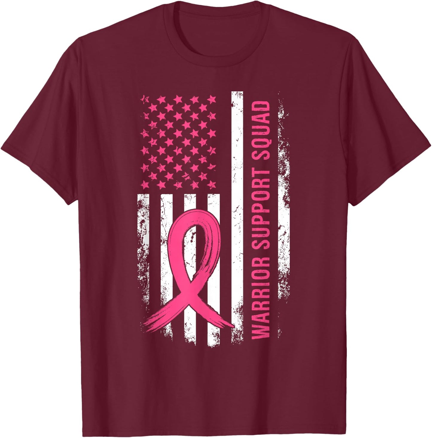Breast Cancer Support Squad Pink Ribbon T-Shirt - T-Shirt | Maroon