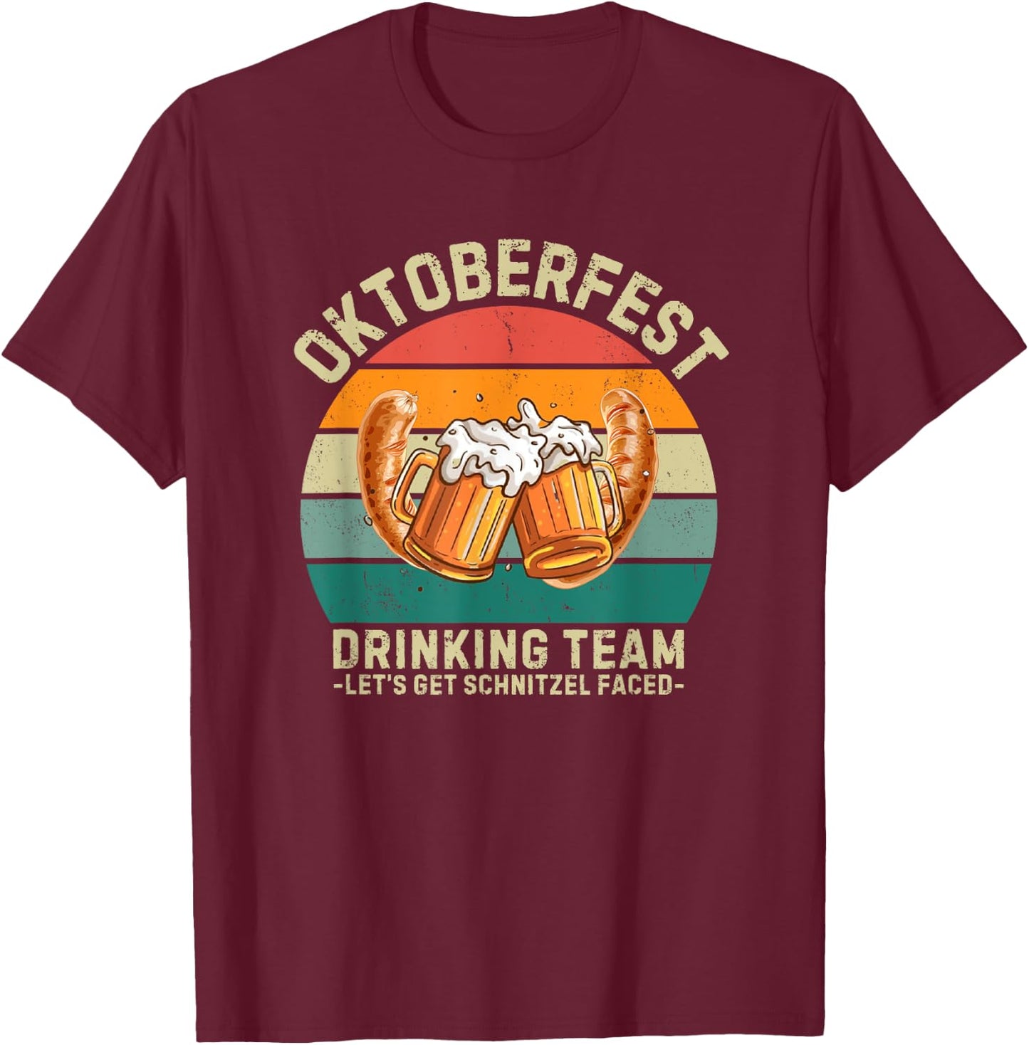 Schnitzel faced Beers Drinking Team Funny Oktoberfest T-Shirt - T-Shirt | Maroon