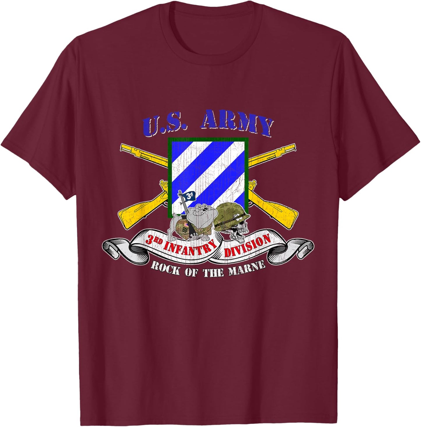 3rd Infantry Division 3rd ID Rock of the Marne Fort Stewart T-Shirt - T-Shirt | Maroon