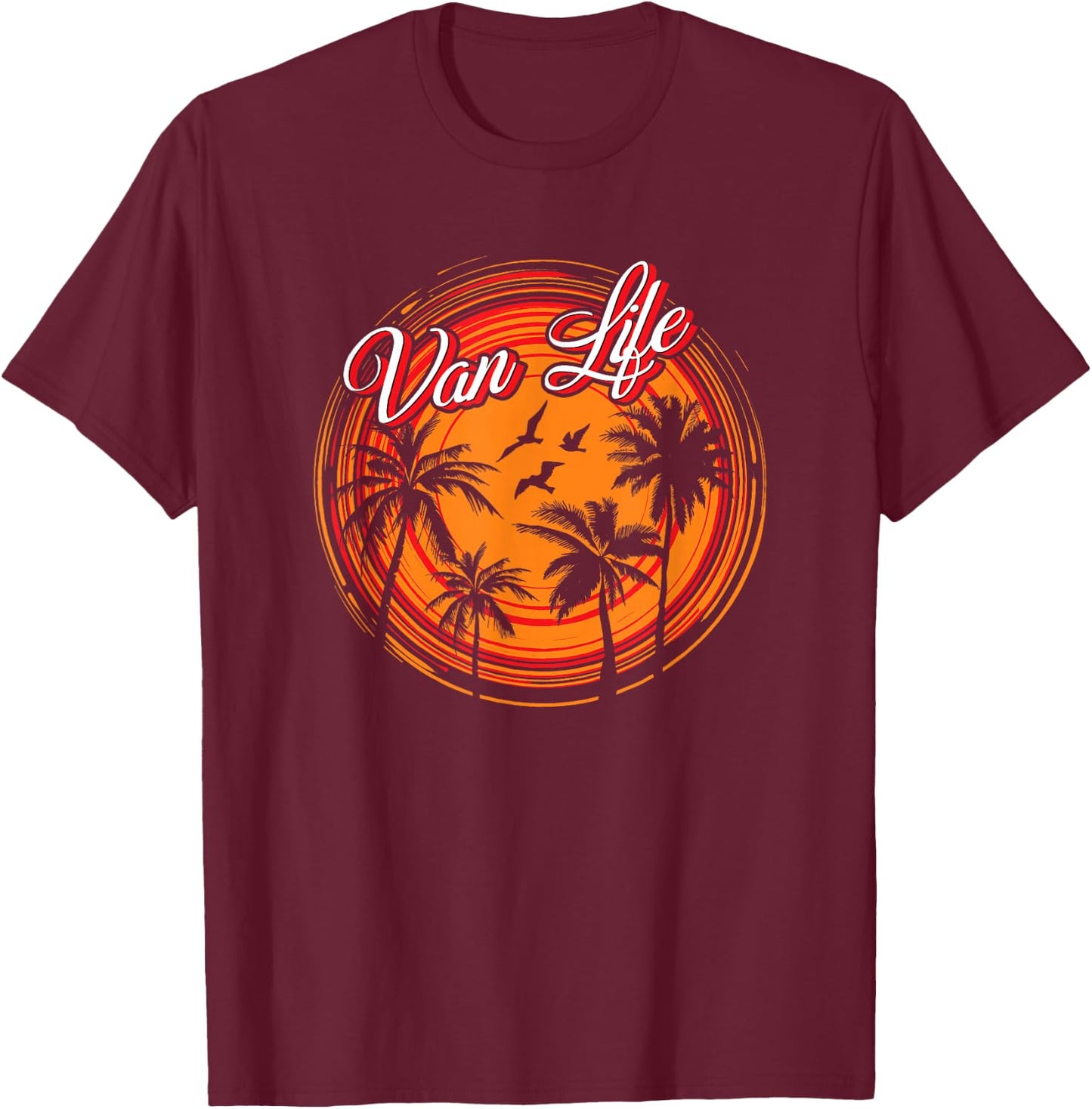 Retro Vintage Van Life is The Real Adventure T-Shirt - T-Shirt | Maroon