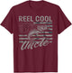 Reel Cool Uncle Camo American Flag Bass Fishing T-Shirt - T-Shirt | Maroon