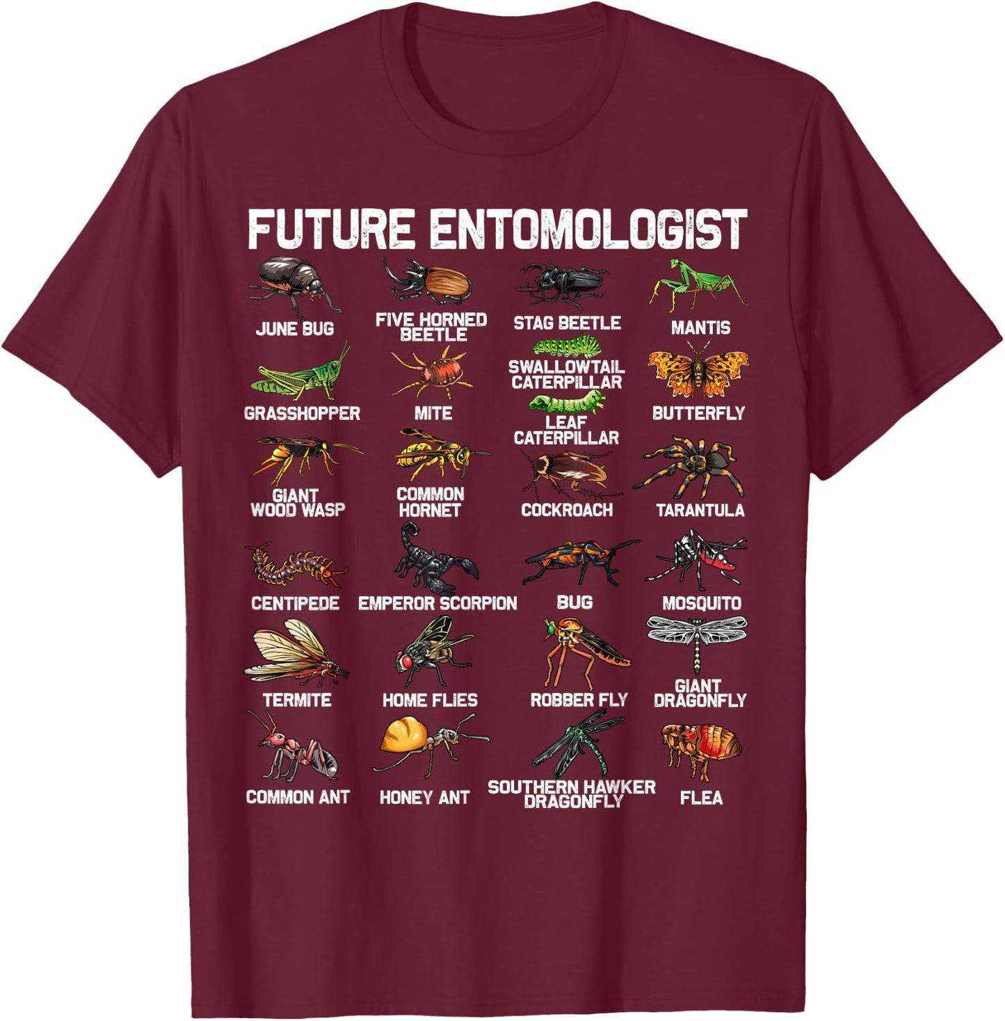 Funny Bug Catcher Designs for Kids Men Women Insect Hunter Small T-Shirt - T-Shirt | Maroon