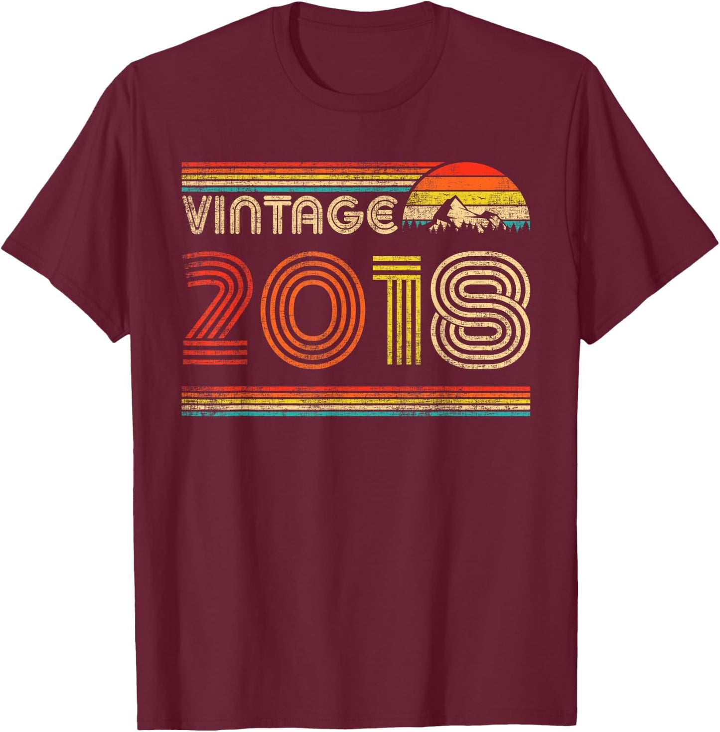 Vintage 2018 6th Birthday 6 Years Old Boys Girl Kids Vintage T-Shirt - T-Shirt | Maroon