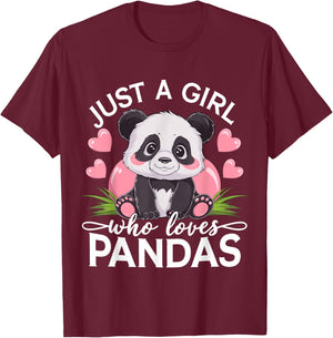 Just A Girl Who Loves Pandas T-Shirt - T-Shirt | Maroon