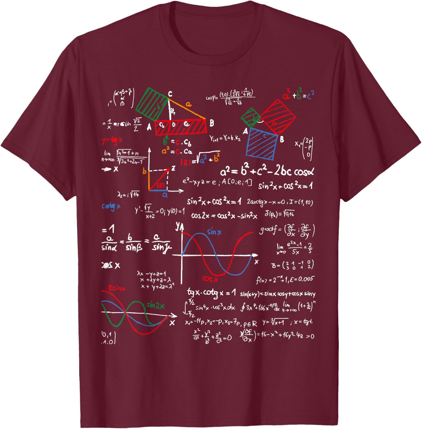 Math Teacher Formulas Cheat Sheet Cool Geek Nerd Women Kids T-Shirt - T-Shirt | Maroon