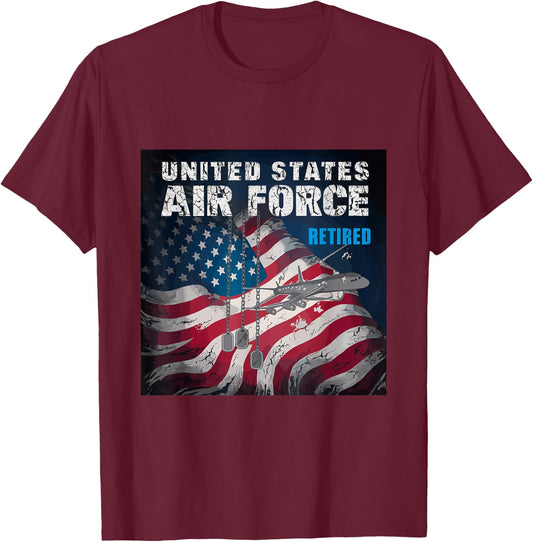 Veteran Of The United States Air Force Retired T-Shirt - T-Shirt | Maroon