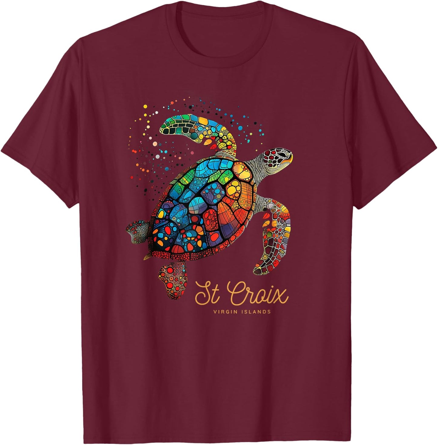 St Croix Virgin Islands Vintage Vacation Shirt Sea Turtle T-Shirt - T-Shirt | Maroon