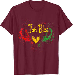 Rasta Hand Heart Jamaican Roots Rastafarian Reggae Music T-Shirt - T-Shirt | Maroon