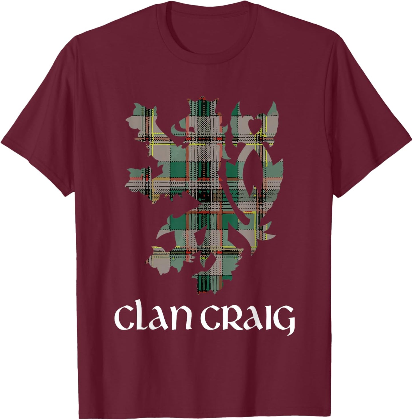 Clan Craig Tartan Scottish Family Name Scotland Pride T-Shirt - T-Shirt | Maroon