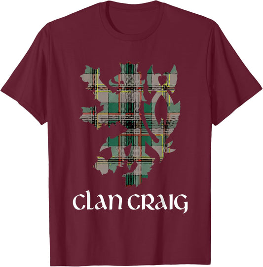 Clan Craig Tartan Scottish Family Name Scotland Pride T-Shirt - T-Shirt | Maroon