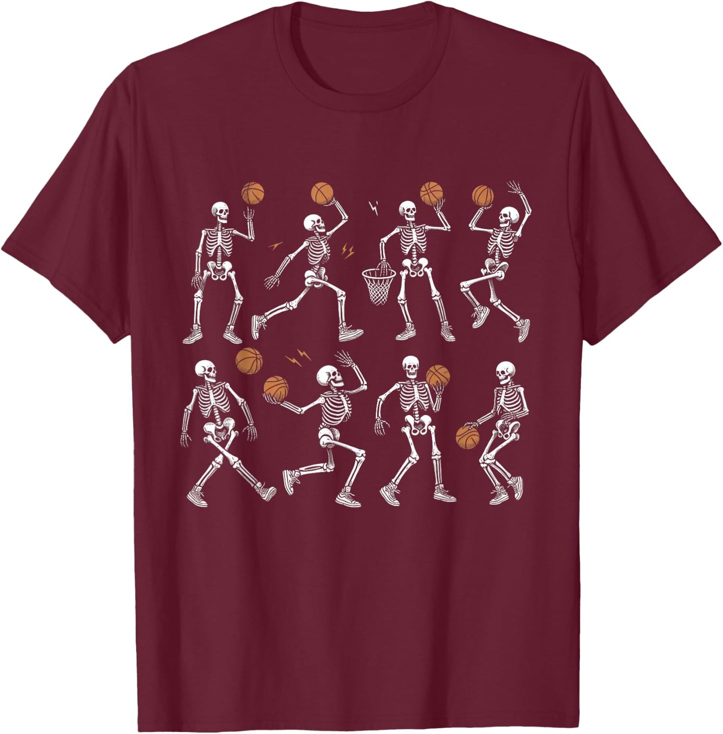 Halloween Basketball Skeletons Dunking Dribble Boys Kids T-Shirt - T-Shirt | Maroon