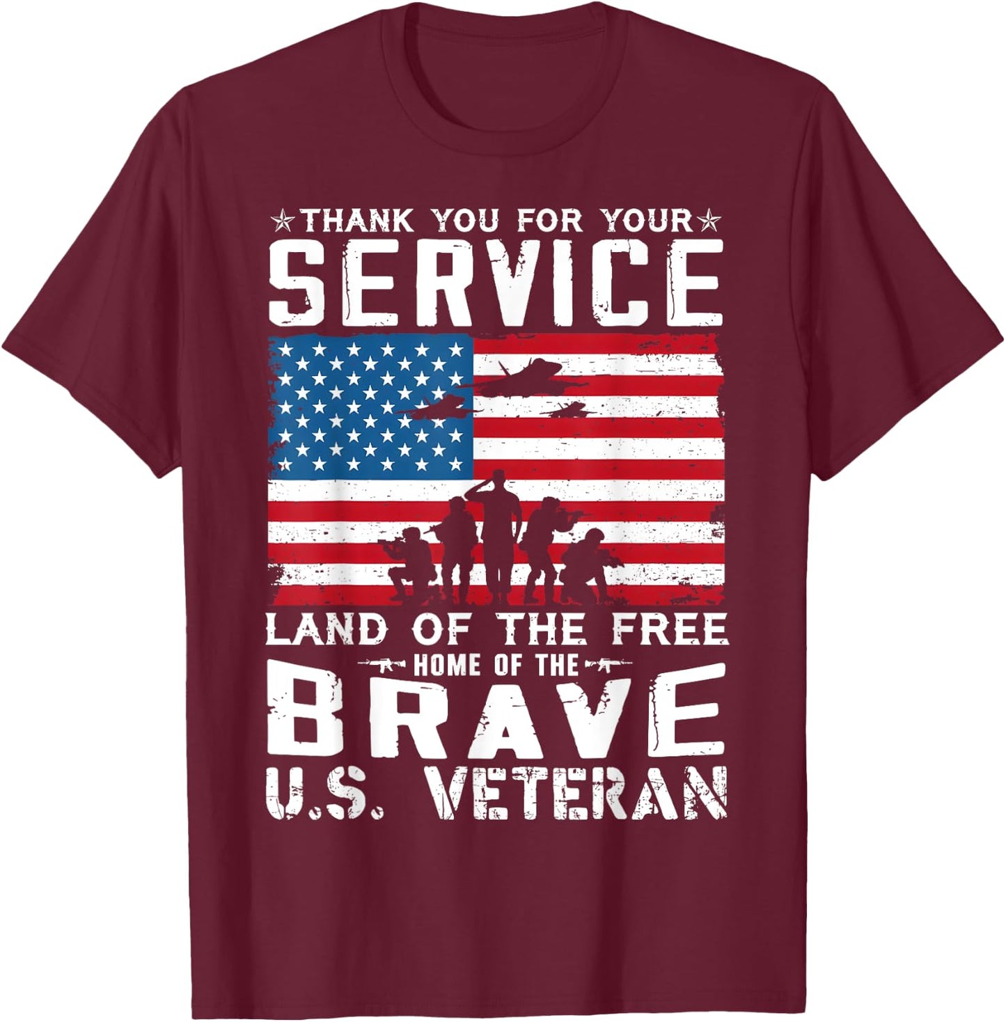 Home Of The Free Because Of The Brave Veteran T-Shirt - T-Shirt | Maroon