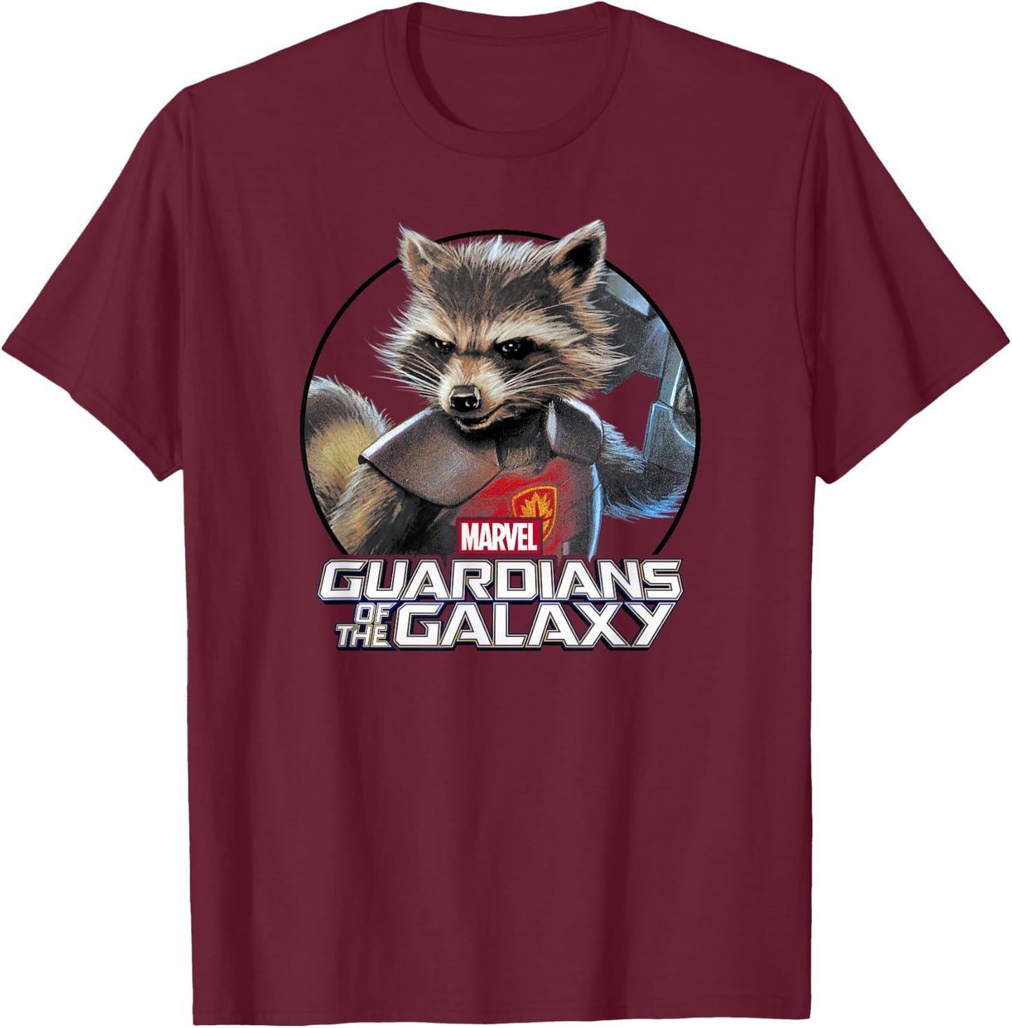 Marvel Guardians of the Galaxy Rocket Raccoon Circle T-Shirt - T-Shirt | Maroon