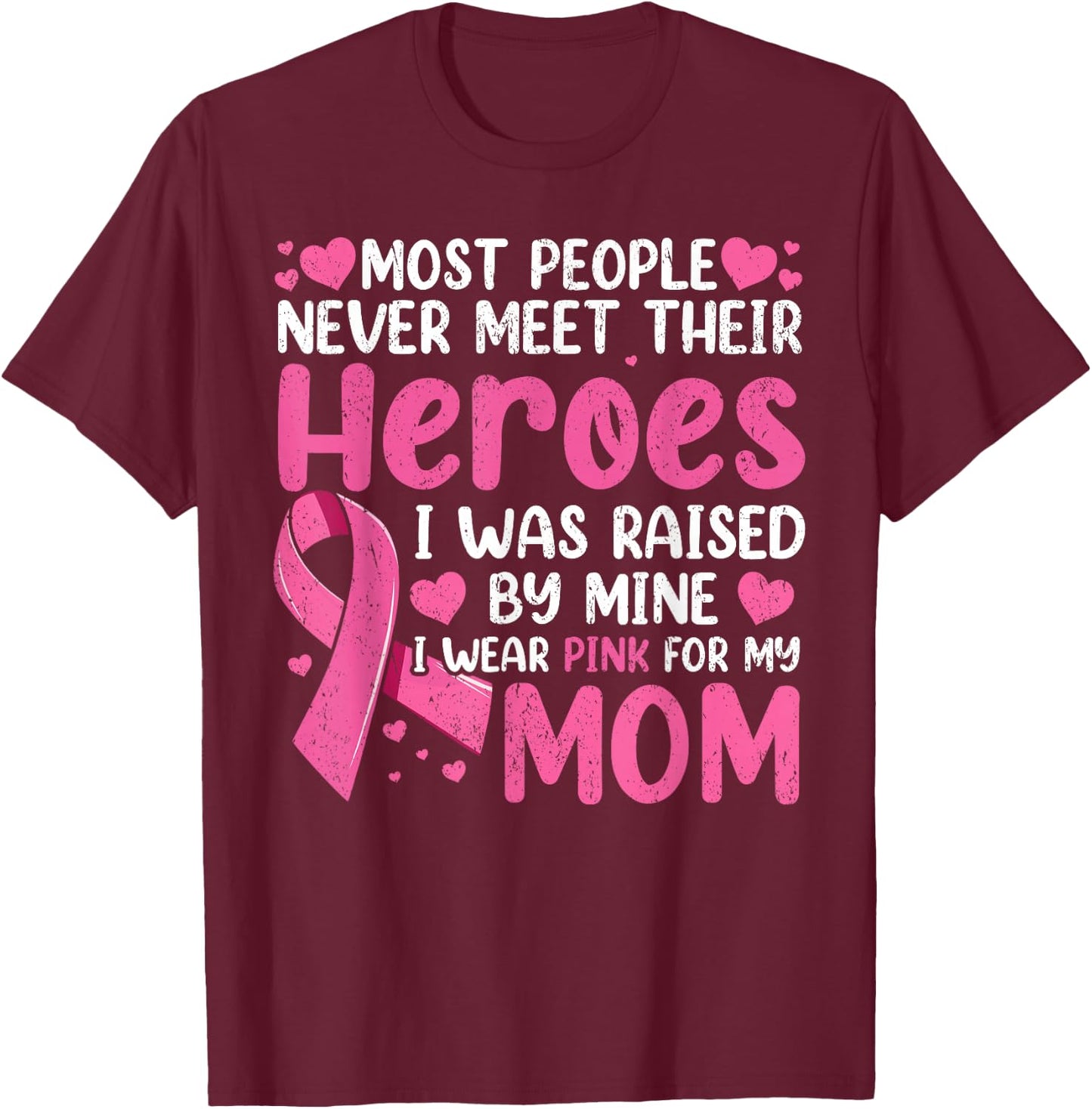 Vintage Breast Cancer Mom, Support Mother Pink Ribbon Women T-Shirt - T-Shirt | Maroon