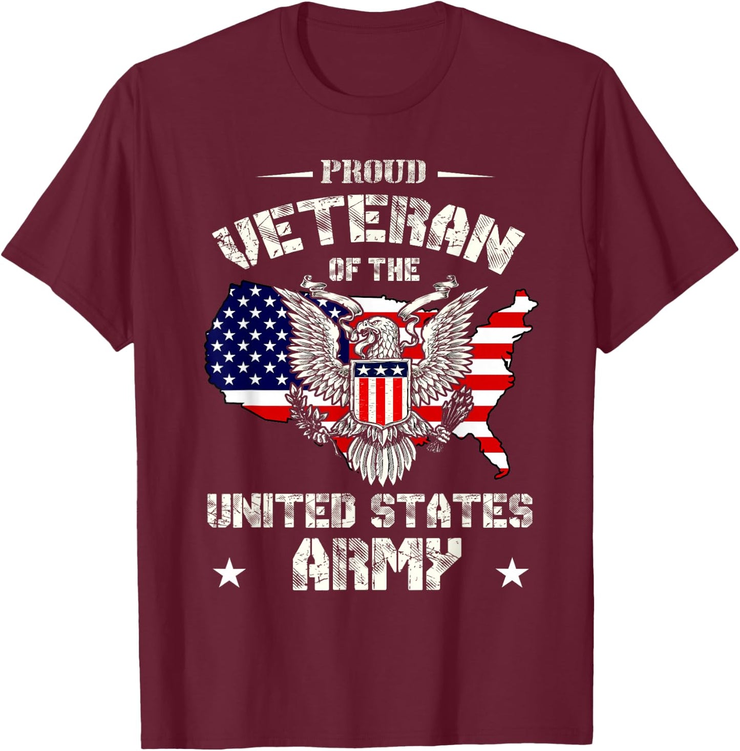 Proud Veteran of the US Army - USA Flag Soldier Veteran T-Shirt - T-Shirt | Maroon