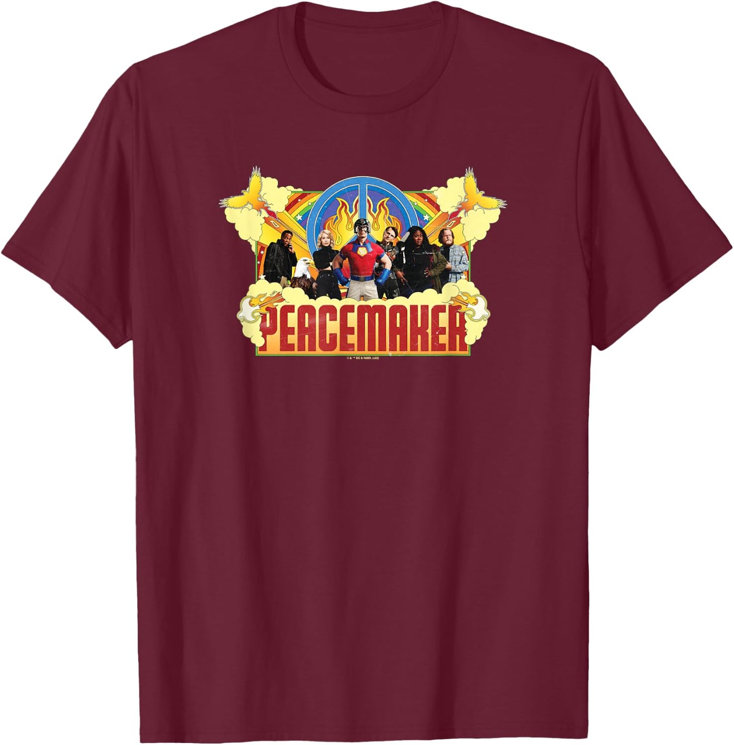 DC Comics Peacemaker Team Group Poster T-Shirt - T-Shirt | Maroon