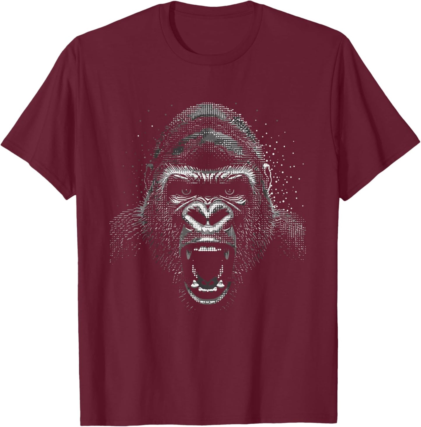 Kids Gorilla Face Monkey Angry Growling Scary Silverback Gorilla T-Shirt - T-Shirt | Maroon