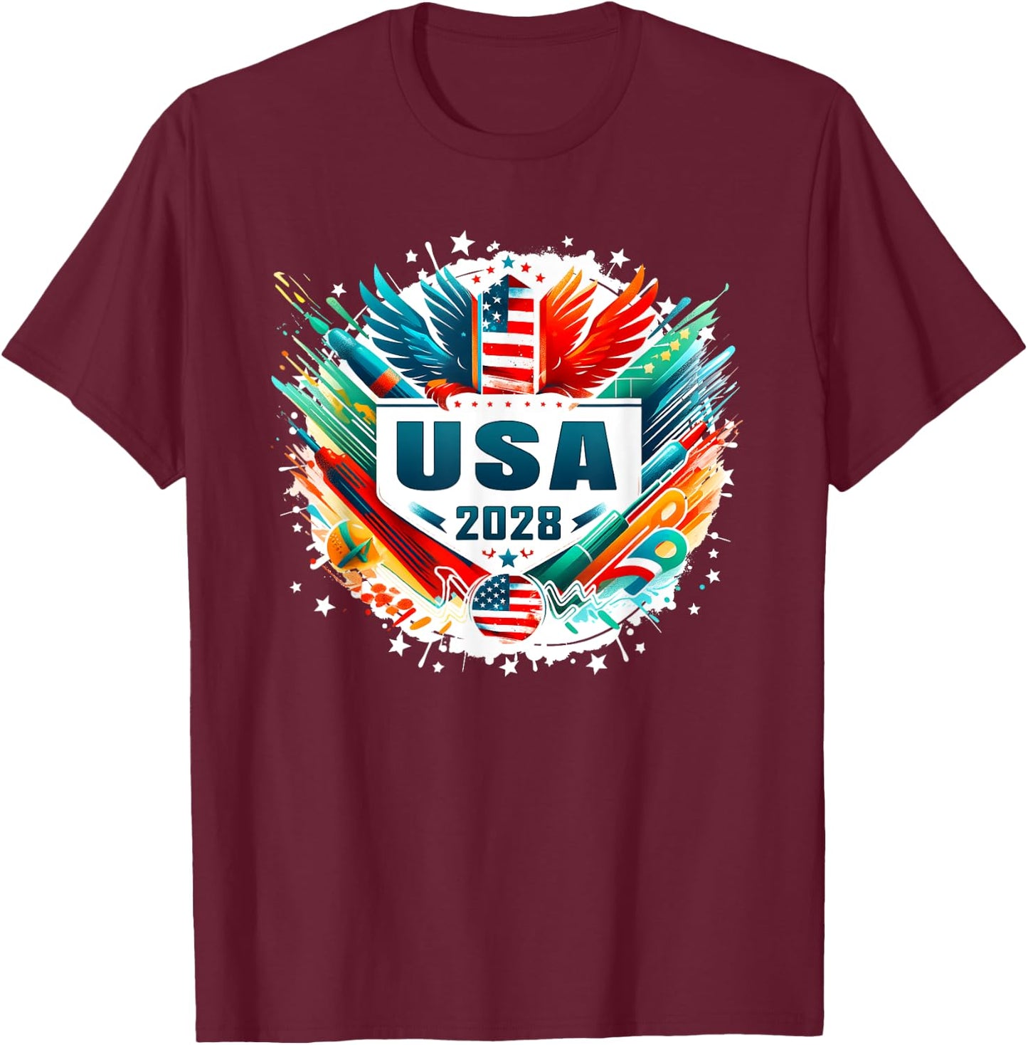 USA 2028 Go United States Sport USA Team 2028 USA T-Shirt - T-Shirt | Maroon