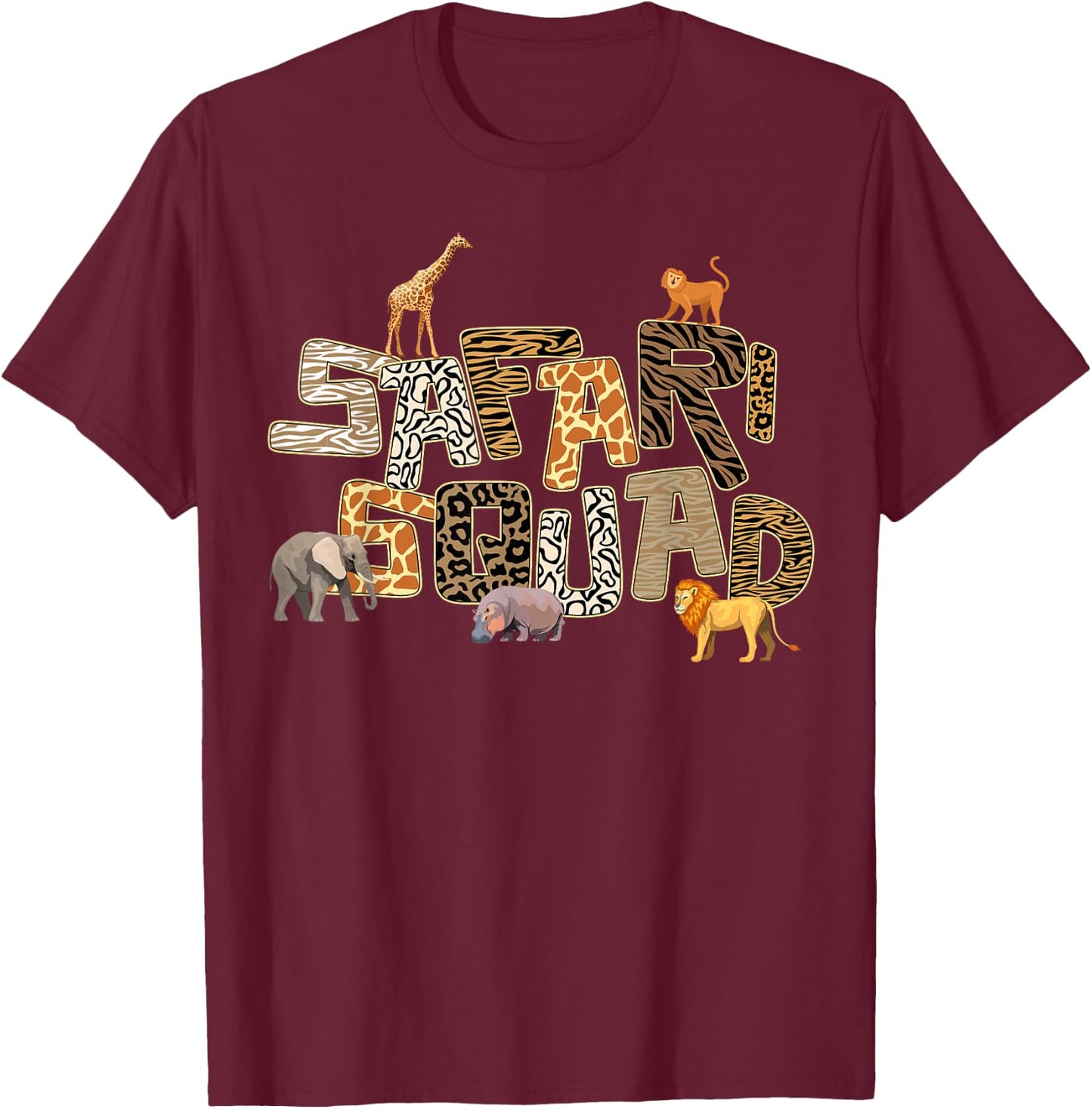 Safari Squad African Zoo Funny Animal Lovers Men Women Kids T-Shirt - T-Shirt | Maroon