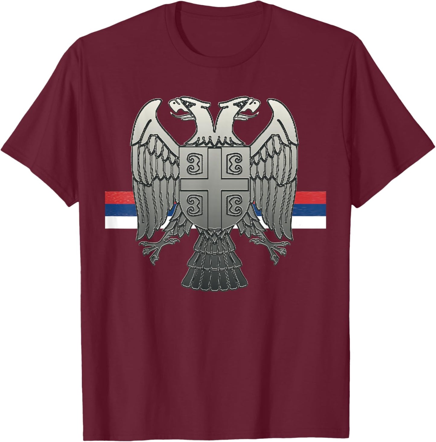 Serbian Cross and National Eagle T-Shirt - T-Shirt | Maroon